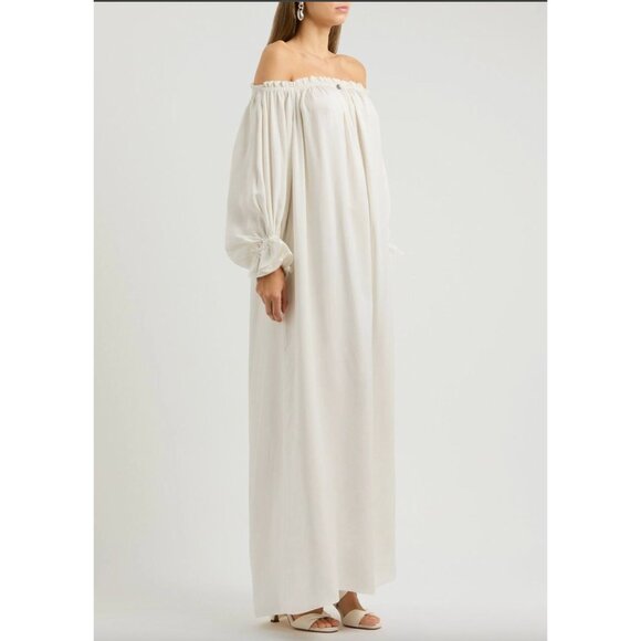 Sleeper Zephir Relaxed Ruffle Trim Maxi Dress White Womens Size Large - Picture 2 of 16